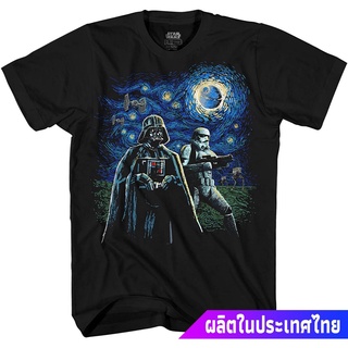 ราคาต่ำสุด!!ผู้ชายและผู้หญิง STAR WARS Darth Vader And Stormtrooper Starry Night Mens Adult Graphic Tee T-Shirt sale เส