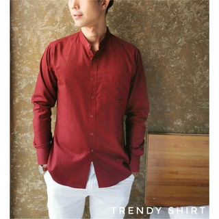 ✆❉เสื้อเชิ้ตคอจีน แขนยาว Trendy Shirt ผ้า Oxford เนื้อผ้าดี ใส่สบาย มีหลายสีหลายแบบให้เลือกเสื้อโปโลเสื้อเชิ้ตผู้ชาย🎁🎀