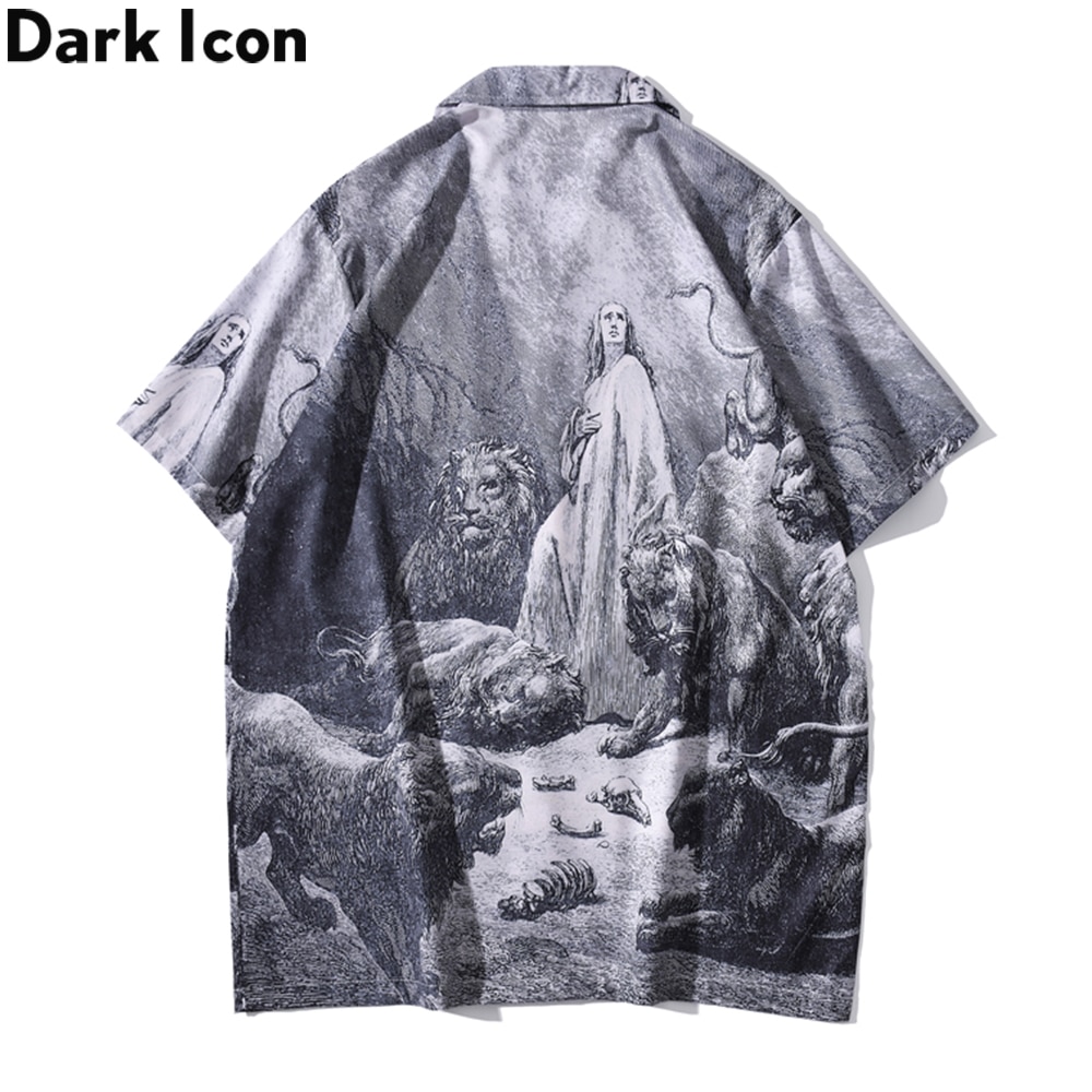 ภาพสินค้าเสื้อเชิ้ตแขนสั้นพิมพ์ลาย Dark Icon Hawaiian สําหรับผู้ชาย จากร้าน gzzh2015.th บน Shopee ภาพที่ 1