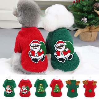 [พร้อมส่ง] เสื้อกันหนาว ผ้าฟลีซ แบบนิ่ม ลายซานตาคลอสน่ารัก ให้ความอบอุ่น เหมาะกับของขวัญคริสต์มาส สําหรับสัตว์เลี้ยง สุนัข แมว