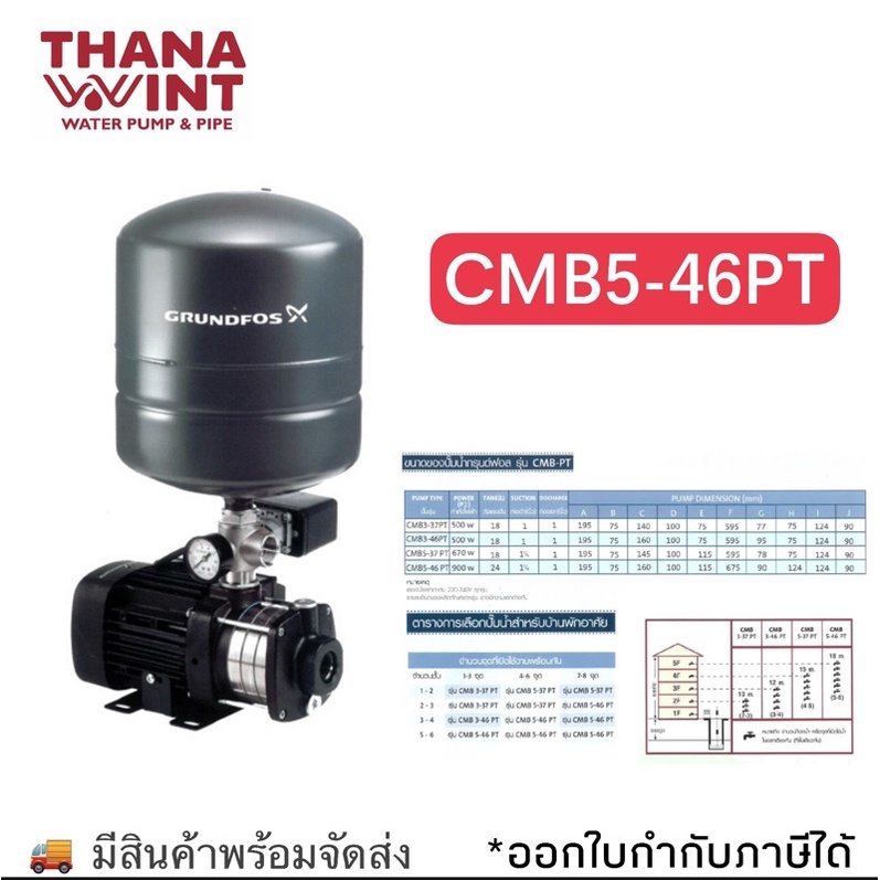 ปั๊มน้ำ GRUNDFOS รุ่น CMB5-46PT (มีสินค้าสต๊อก) | Shopee Thailand