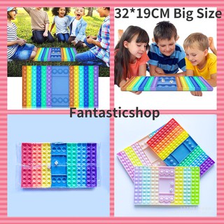 32*19CM Big Pop It Fidget Toy Rainbow Chess Board Push Bubble Popper Fidget Sensory Toys for Parent-Child Time nteractive Jumbo Stress Relief Figetget Toy