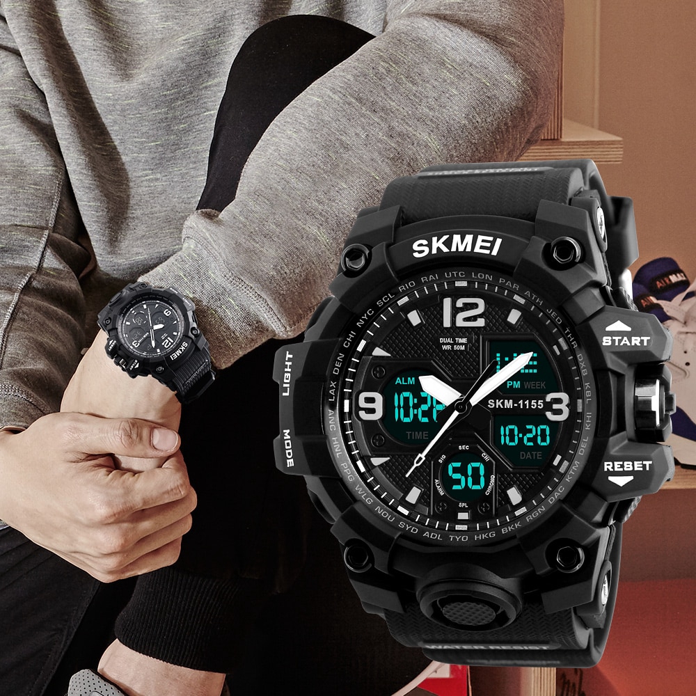 ภาพหน้าปกสินค้าSKMEI แฟชั่นใหม่ผู้ชายกีฬานาฬิกาผู้ชายควอตซ์อนาล็อกดิจิตอลนาฬิกาผู้ชายทหารกันน้ำ Watch1155B จากร้าน tlhp405537.th บน Shopee