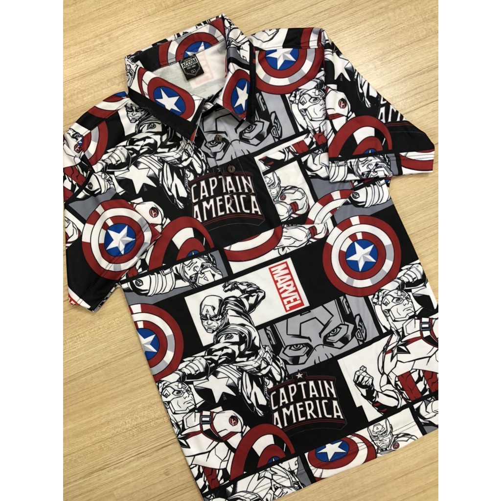 ภาพหน้าปกสินค้าลิขสิทธิ์แท้ เสื้อเชิ้ตโปโลลาย Captain America จากร้าน cocoshell_official บน Shopee