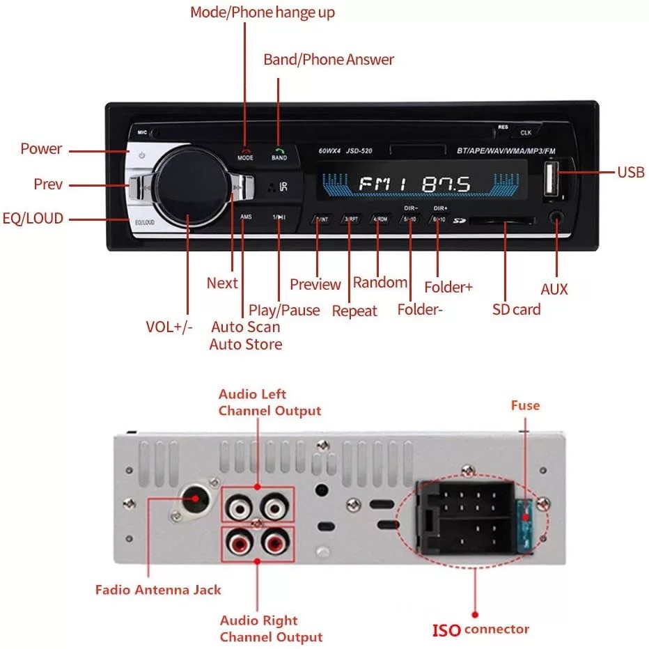 usb-บลูทูธ-ราคาไม่กี่ร้อยโคตรคุ้ม-fm-mp3-เครื่องเล่นเสียง-usb-sd-aux-เครื่องเล่น-jsd-520-ติดรถยนต์