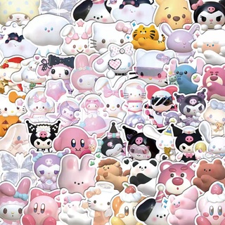 สติกเกอร์ ลายการ์ตูน My Melody Hello Kitty Kuromi Cinnamoroll Pompompurin Little Twin Star Snoopy Keroppi Kirby Sanrio สําหรับตกแต่ง Diy จํานวน 50 ชิ้น