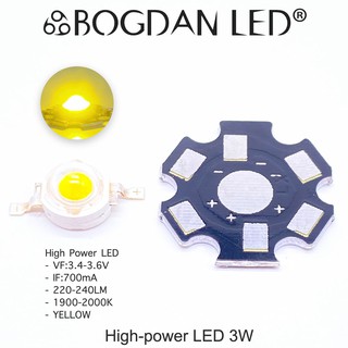 LED High power 3W YELLOW แอลอีดีลูกปัดสีเหลือง ให้ความสว่างสูง ความร้อนต่ำ อายุการใช้งานยาวนาน สินค้าพร้อมส่งในไทย