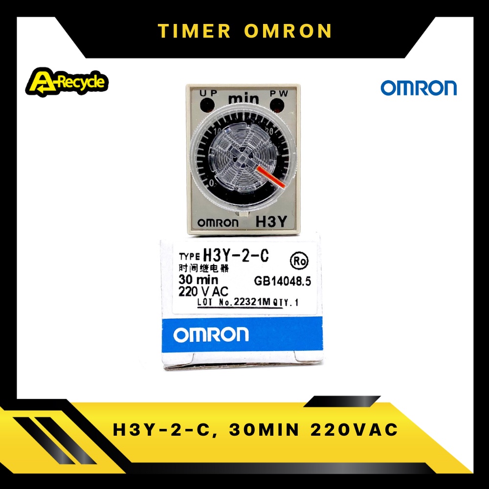 omron-h3y-2-c-30min-220vac-timer-relay-omron-2-contact-8-ขา