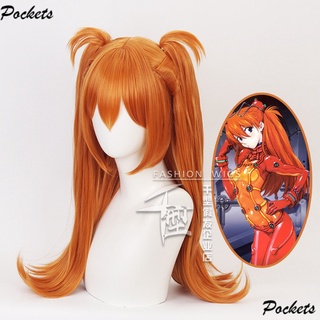 [Thousand Types] EVA Evangelion Asuka Double Ponytail Separate Cosplay Wig Cos 30D7 ywt0