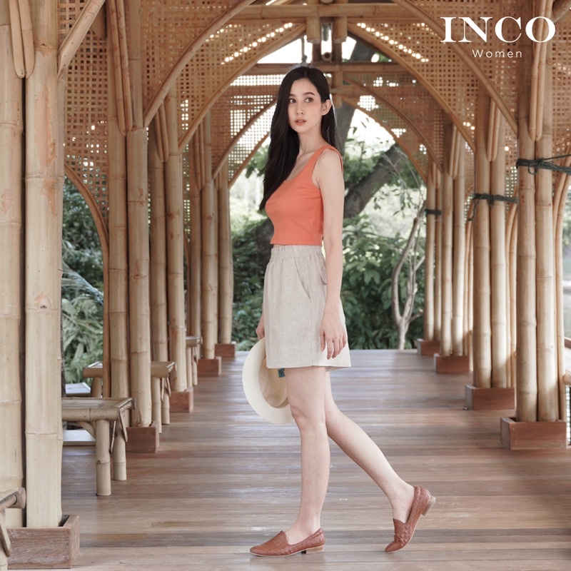 inco-women-กางเกงขาสั้น-ลินิน-100