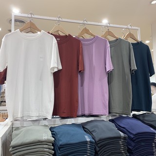 uniqlo 100% S M L XL เสื้อยืด ทรงหลวม ผ้าไม่บาง สบายสีพื้น ของแท้💯💯จากช็อปโดยตรง