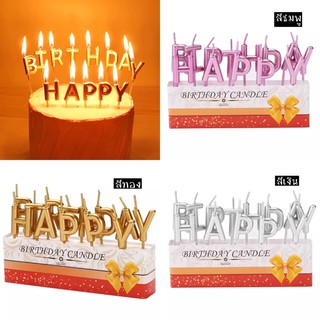 ภาพหน้าปกสินค้าเทียนวันเกิดตัวอักษร HAPPY BIRTHDAY มี 3 สีให้เลือก สินค้ามีพร้อมส่ง ซึ่งคุณอาจชอบสินค้านี้