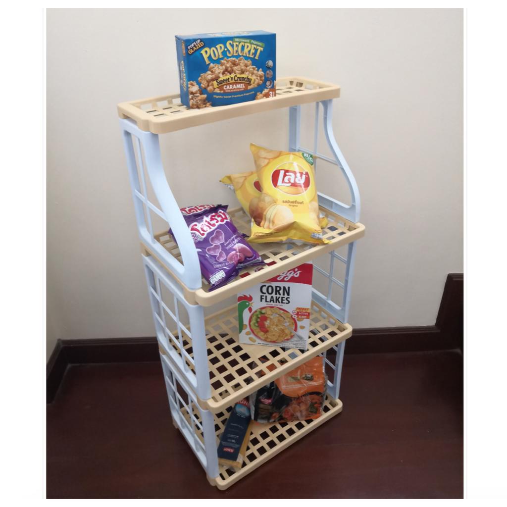 Big one Brand ชั้นวางของ 4 ชั้น สีเทา รับน้ำหนักได้ 10kg. ถอดประกอบได้ ชั้นวางพลาสติก Shopee