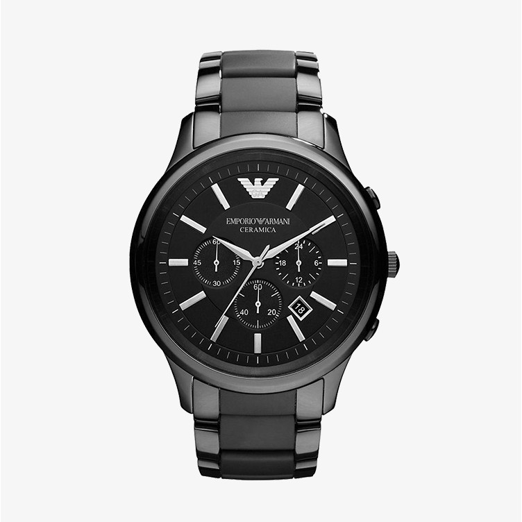 รูปภาพสินค้าแรกของEMPORIO ARMANI นาฬิกาข้อมือผู้ชาย รุ่น AR1451 Ceramica Chronograph Black Dial - Black