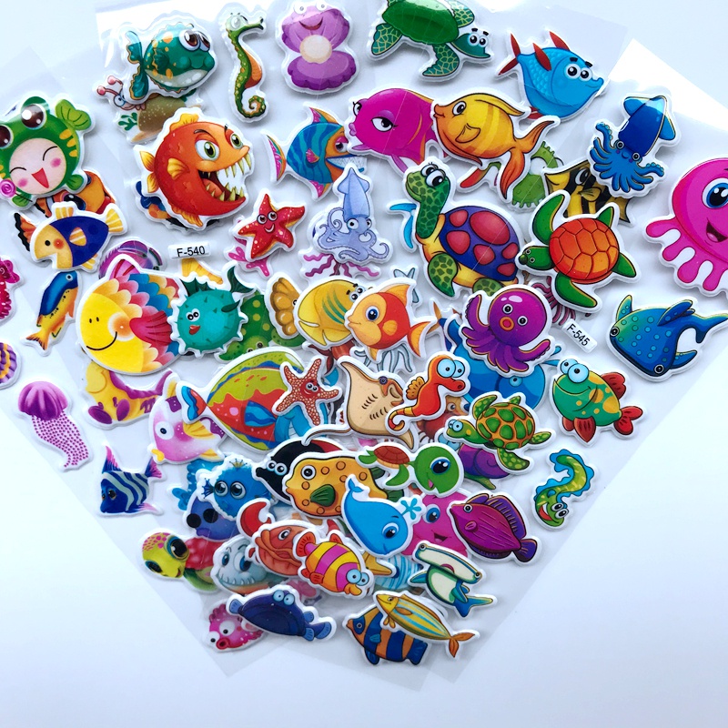 sticker-3d-ลายปลาน่ารัก-สติ๊กเกอร์นูนลายไดโนเสาร์-สติ๊กเกอร์-สติ๊กเกอร์ลายการ์ตูน-สติ๊กเกอร์ลายรถน่ารัก