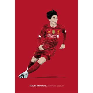 โปสเตอร์ มินามิโนะ Poster Minamino Liverpool ลิเวอร์พูล The Kop YNWA รูปภาพ รูปถ่าย ตกแต่งผนัง ฟุตบอล Football