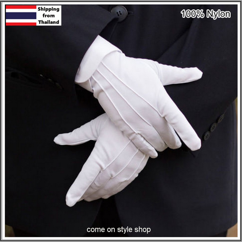 ภาพหน้าปกสินค้าถุงมือผ้าสีขาว ออกงานทางการ เต้น เชียร์กีฬา งานแสดง คอสเพลย์ ฮิปฮอป ปาร์ตี้ White formal glove hip-hop dance