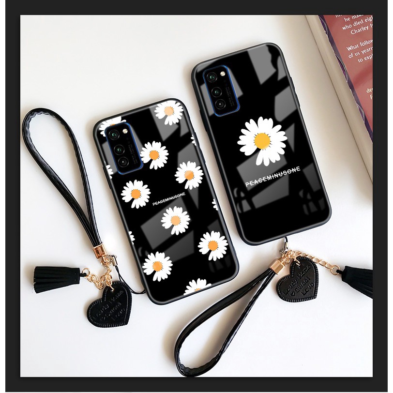 เคสกระจกนิรภัยกันรอยลายดอกไม้สําหรับ-samsung-galaxy-a-71-a-50-s-one-strap-fragment-a-51