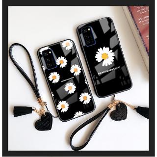 เคสกระจกนิรภัยกันรอยลายดอกไม้สําหรับ samsung galaxy a 71 a 50 s (one strap) fragment a 51