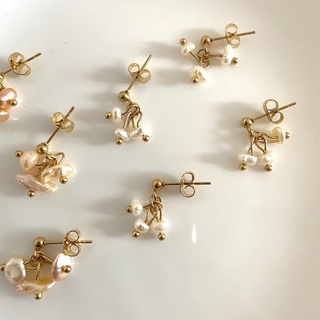 𝐴𝑆𝐻𝐼𝑅𝐴 (18k gold plated - freshwater pearls)ต่างหูมุก ต่างหูแฟชั่นเกาหลี ต่างหูแต่งชาร์มไข่มุกน้ำจืด งาน HANDMADE ทุกคู่