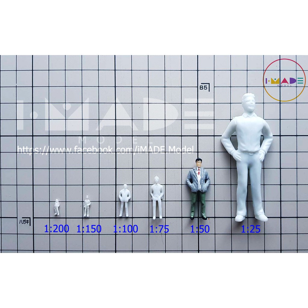 ภาพสินค้าโมเดลคน สีขาว คละสี scale1:25  1:30  1:50  1:75  1:87  1:100  1:150  1:200  1:300 IMADE Model คนจิ๋ว สวนขวด จากร้าน luvlyclouds บน Shopee ภาพที่ 1