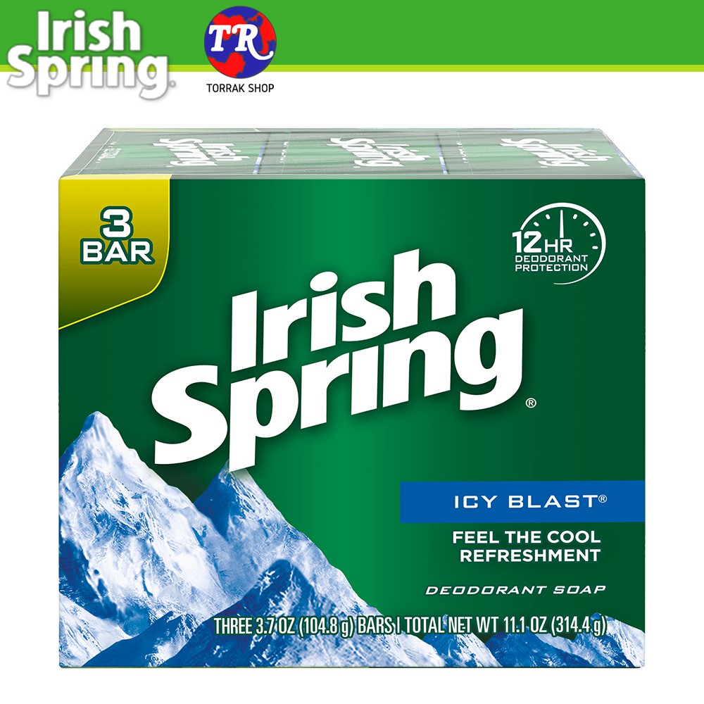 IRISH SPRING ICY BLAST BAR SOAP ไอริชสปริง สบู่ก้อน สูตร เย็น แพ็ก 3 x ...