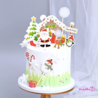 ป้ายปักตกแต่งเค้ก ป้ายท็อปเปอร์ เซ็ต 11 ชิ้น ป้ายตกแต่งเค้ก ขนม Xmas Party Cake Topper ป้ายปักกระดาษแข็ง น่ารักมากมาย