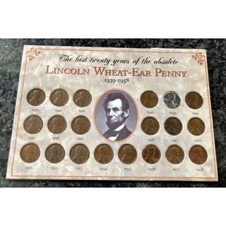 🔥 ชุดเหรียญอเมริกา ลินคอล์น 1 cent_1939-1958
