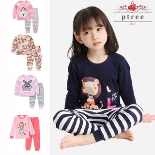 ภาพหน้าปกสินค้า2-15 Years Girls Pajamas Set Korean Cotton Printing Long Sleeve Sleepwear Set Kids Home Pyjamas ซึ่งคุณอาจชอบสินค้านี้