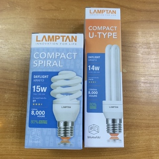 หลอดประหยัดไฟ SPIRAL COMPACT 15 วัตต์ ขั้วE27 LAMPTANและCOMPACT U-TYPE 14 วัตต์แสงขาว