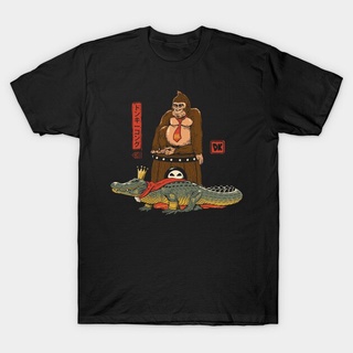 เสื้อยืด ผ้าฝ้าย พิมพ์ลายจระเข้ The Crocodile And The Gorilla สําหรับผู้ชาย