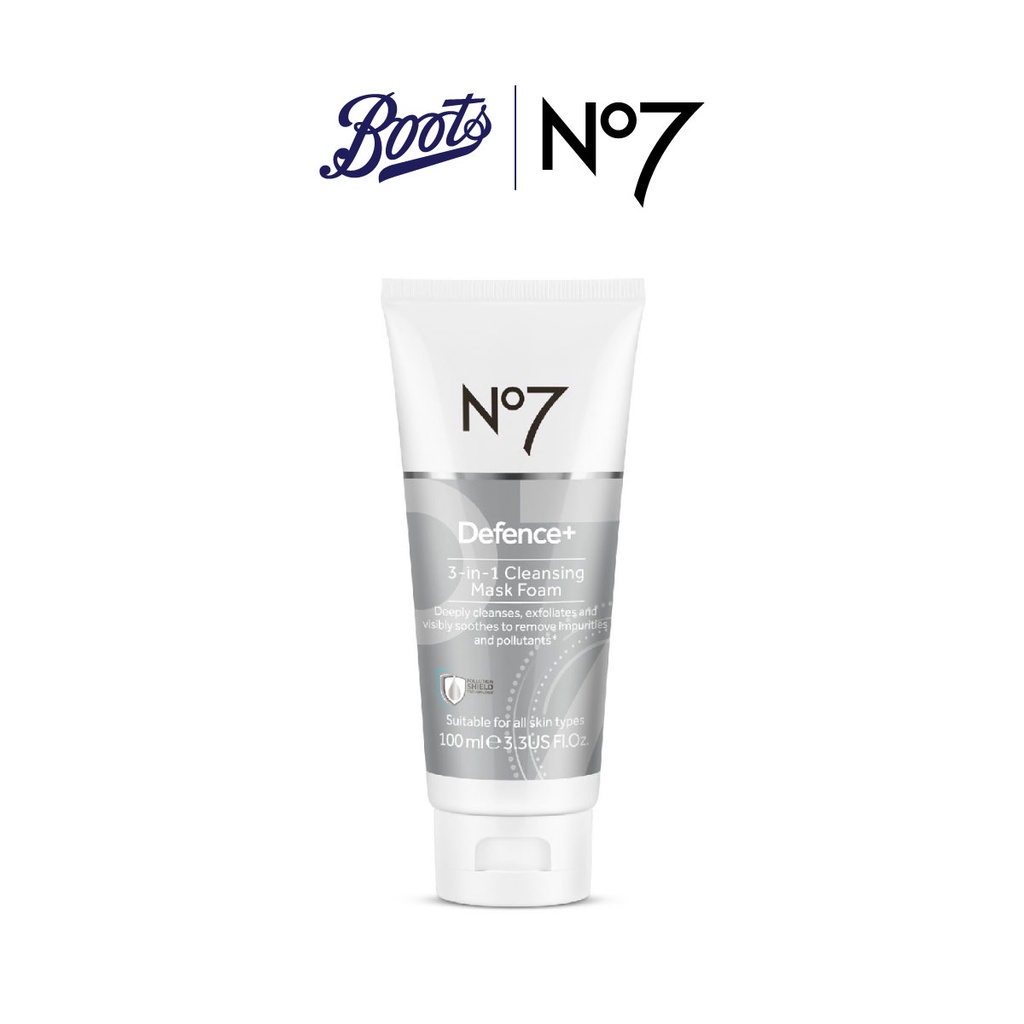 ภาพหน้าปกสินค้าNo7 Defence+ 3-In-1 Cleansing Mask Foam 100ML นัมเบอร์เซเว่น ดีเฟนซ์ พลัส 3-อิน-1 คลีนซิ่ง มาส์ค โฟม 100มล. จากร้าน bootsthailand บน Shopee