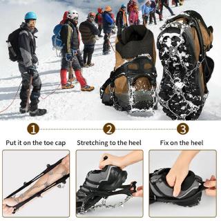 ภาพขนาดย่อของสินค้าPair 13 Teeth Snow Ice Grips Crampons Winter Hiking Chain Climbing Accessor U8L2