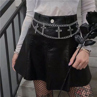 🔥Sale🔥เข็มขัดโซ่แต่งอะไหล่ไม้กางเขน Cross Chain Belt Gothic พร้อมส่ง