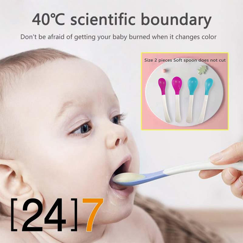 24-7-baby-soft-silicone-spoon-candy-color-temperature-ช้อนทานอาหารเด็กบอกอุณหภูมิ