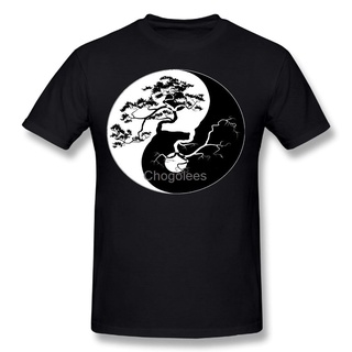 คอลูกเรือเสื้อยืดคอกลมขายดี เสื้อยืดลําลอง แขนสั้น พิมพ์ลายกราฟิก Jira Bonsai Tree Yin Yang สําหรับผู้ชาย JPagfn08PIdbba