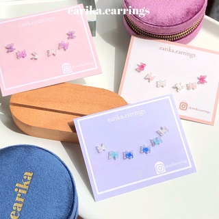 (กรอกโค้ด 72W5V ลด 65.-) earika.earrings - mini ombre nabi set เซ็ตต่างหูผีเสื้อก้านเงินแท้ คนแพ้ง่ายใส่ได้