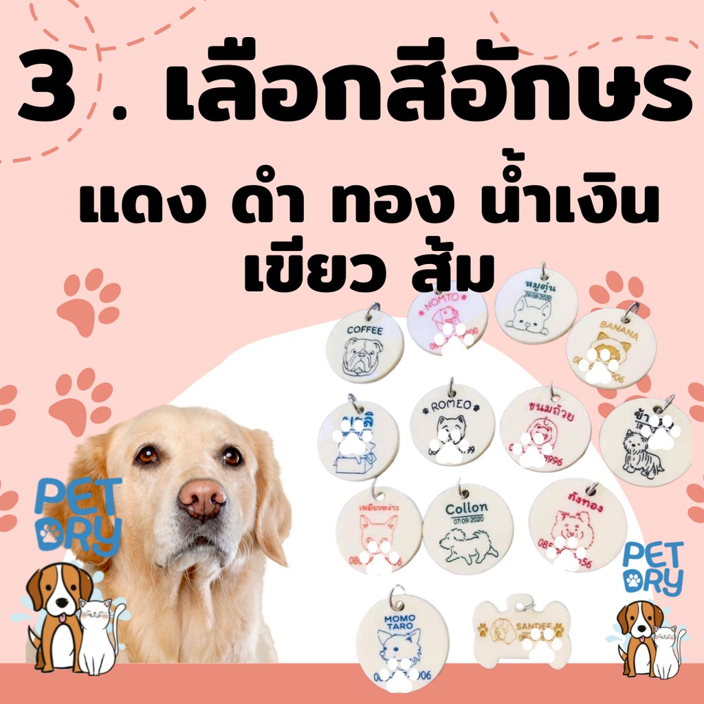 pet-tag-สีงาช้าง-ป้ายชื่อหมาแมว-เลือกลายได้-แจ้งข้อมูลในแชท