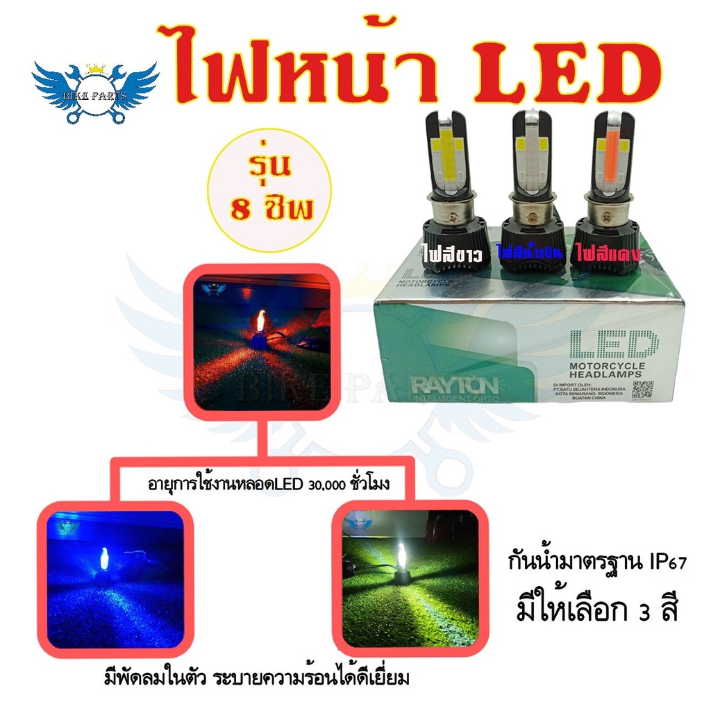 ไฟ-1หลอด-ไฟหน้ารถจักรยานยนต์-led-8ชิป-rtd-0138