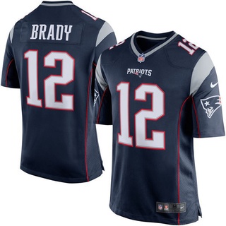 เสื้อกีฬาแขนสั้น ลายทีมชาติฟุตบอล Tom Brady NFL 12 ชุดเยือน มีสีน้ําเงิน สีขาว สีแดง สําหรับผู้ชาย