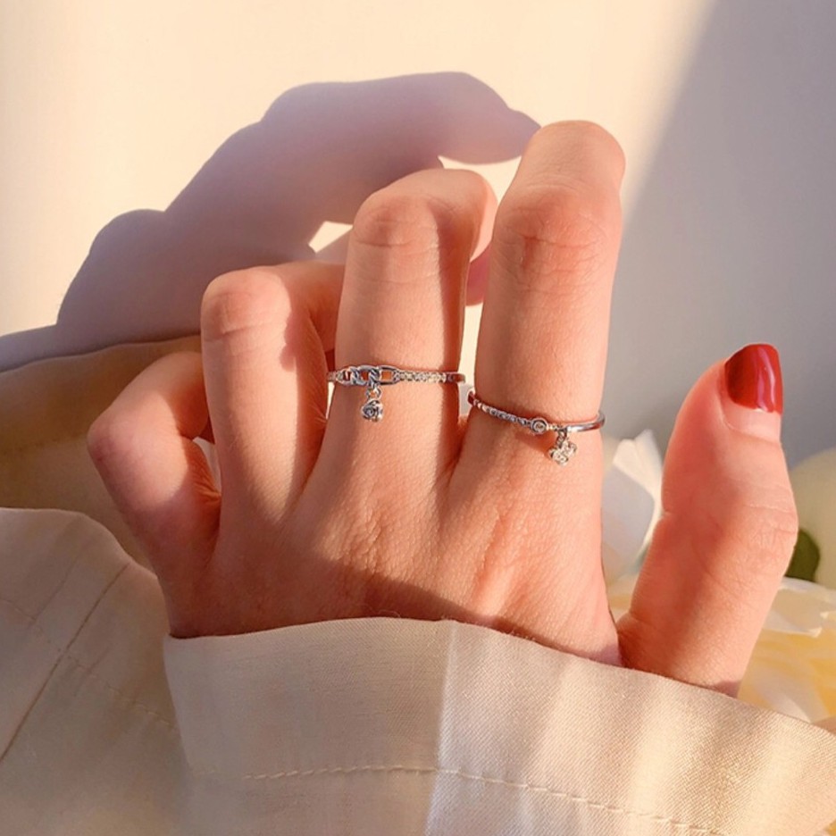 กรอกโค้ด-72w5v-ลด-65-earika-earrings-diamond-line-clover-ring-แหวนเงินแท้-ฟรีไซส์ปรับขนาดได้