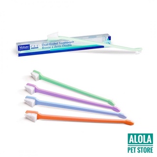 Virbac C.E.T Dual-End Toothbrush แปรงสีฟัน 2 ด้าน สำหรับสัตว์เลี้ยง ในสุนัข แมว กระต่าย ด้านเล็ก - ด้านใหญ่