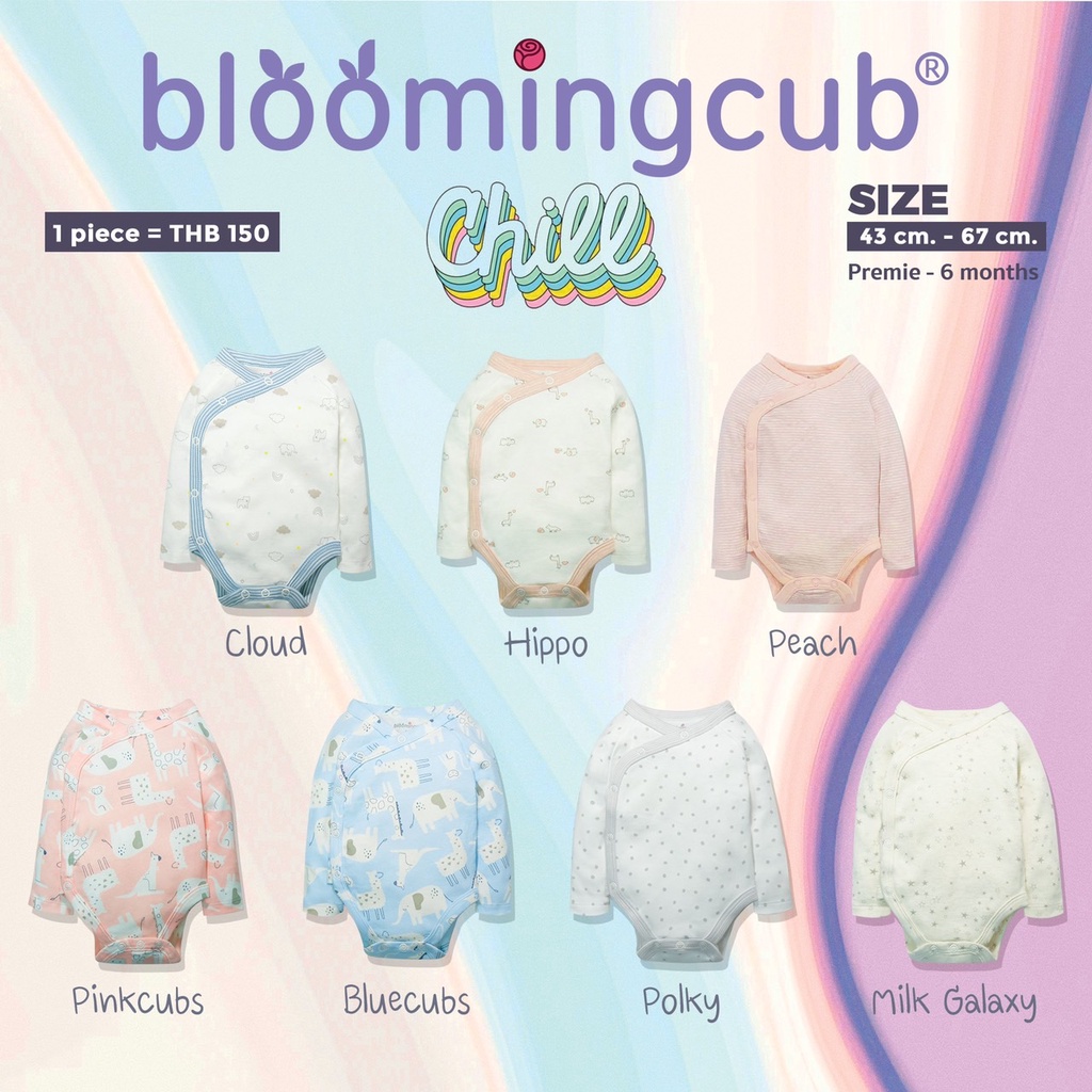 bloomingcub-บอดี้สูทเด็กแรกเกิด-เด็กคลอดก่อนกำหนด-บอดี้สูทขาเว้า-บอดี้สูทเด็กแขนยาว-เปิดด้านข้าง-ผ้า100-คอตตอนเนื้อนุ่ม