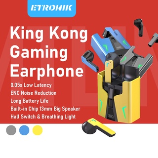 ภาพขนาดย่อของสินค้าETRONIK หูฟังสำหรับเล่นเกม King Kong 0.05s ENC บลูทูธไร้สาย V5.0 หูฟังแบบสปอร์ต อายุการใช้งานแบตเตอรี่ที่ยาวนานเป็นพิเศษ ระบบตัดเสียงรบกวนแบบสเตอริโอกันน้ำพร้อมไมโครโฟน ไฟ LED เอฟเฟกต์หูฟังเบส หูฟังสำหรับเล่นเกม