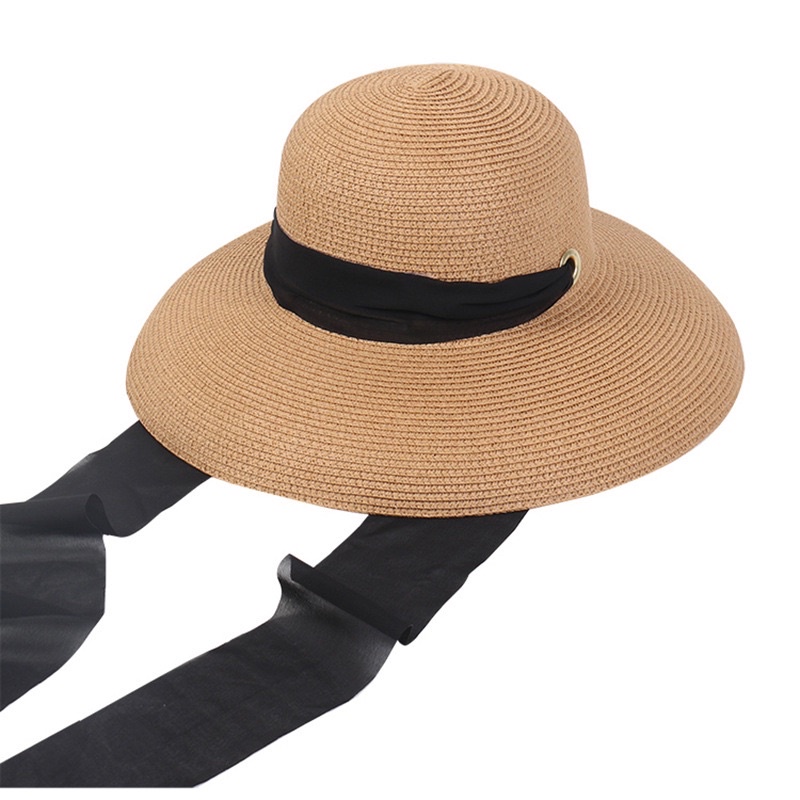 hatforu-หมวกสานไปทะเลผูกใต้คางทรงงุ้ม-งานดีสวยมาก-ส่งใส่กล่องจากไทย