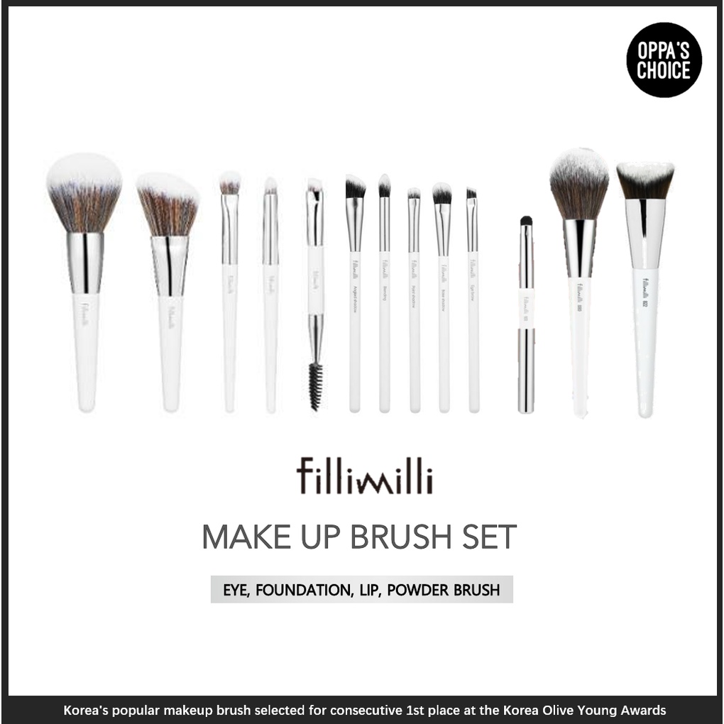 [พร้อมส่ง] Fillimilli MAKEUP BRUSH SET (EYE, FOUNDATION, POWDER, LIP