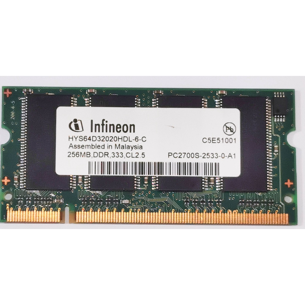 RAM Notebook DDR 333 Infineon 256MB PC2700S-2533-0-A1 HYS64D32020HDL-6 ...