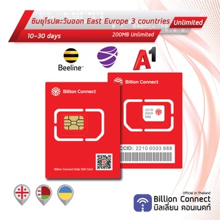 East Europe 3 Countries Sim Card Unlimited 200MB Daily: ซิมยุโรปตะวันออก 3-8 วัน by ซิมต่างประเทศ Billion Connect BC