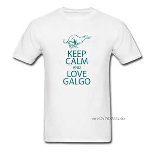 เสื้อยืดแขนสั้น ผ้าฝ้าย พิมพ์ลายตัวอักษร Keep Calm And Love Galgo Dog Greyhound สีขาว สีเทา สีดํา สําหรับผู้ชาย &amp;amp; เส