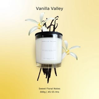 (ลด50.-โค้ดหน้าร้านลด25+SKY111CNลด25) เทียนหอม Soy Wax กลิ่น Vanilla Valley 300g / 10.14 oz Double wicks candle 45-55 hr